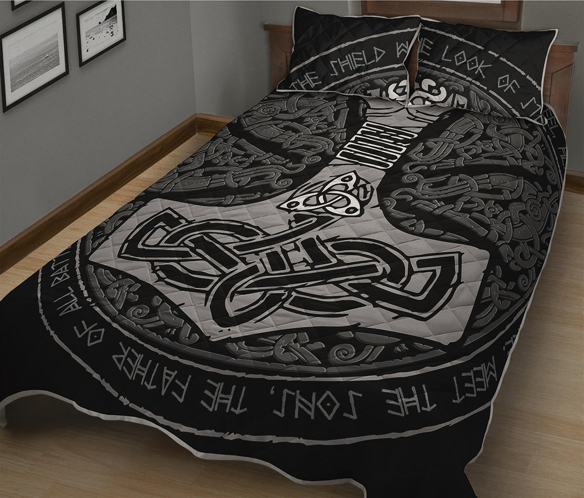 Mjolnir Hammer Of Thor Print Quilt Bed Set