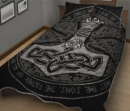 Mjolnir Hammer Of Thor Print Quilt Bed Set