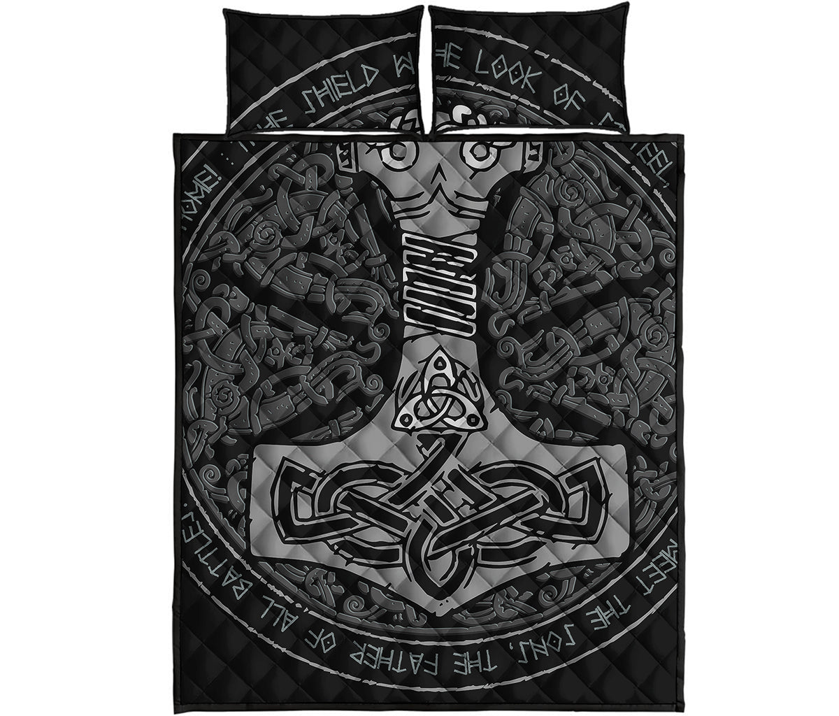 Mjolnir Hammer Of Thor Print Quilt Bed Set