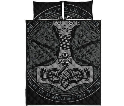 Mjolnir Hammer Of Thor Print Quilt Bed Set