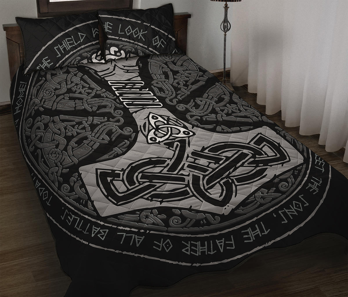 Mjolnir Hammer Of Thor Print Quilt Bed Set