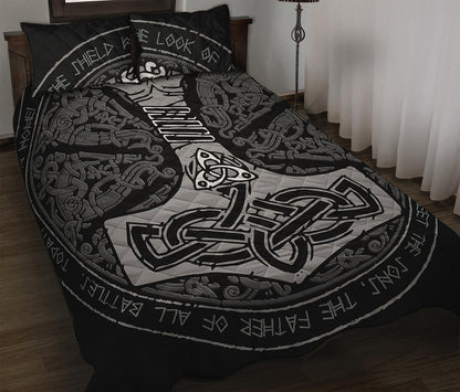 Mjolnir Hammer Of Thor Print Quilt Bed Set
