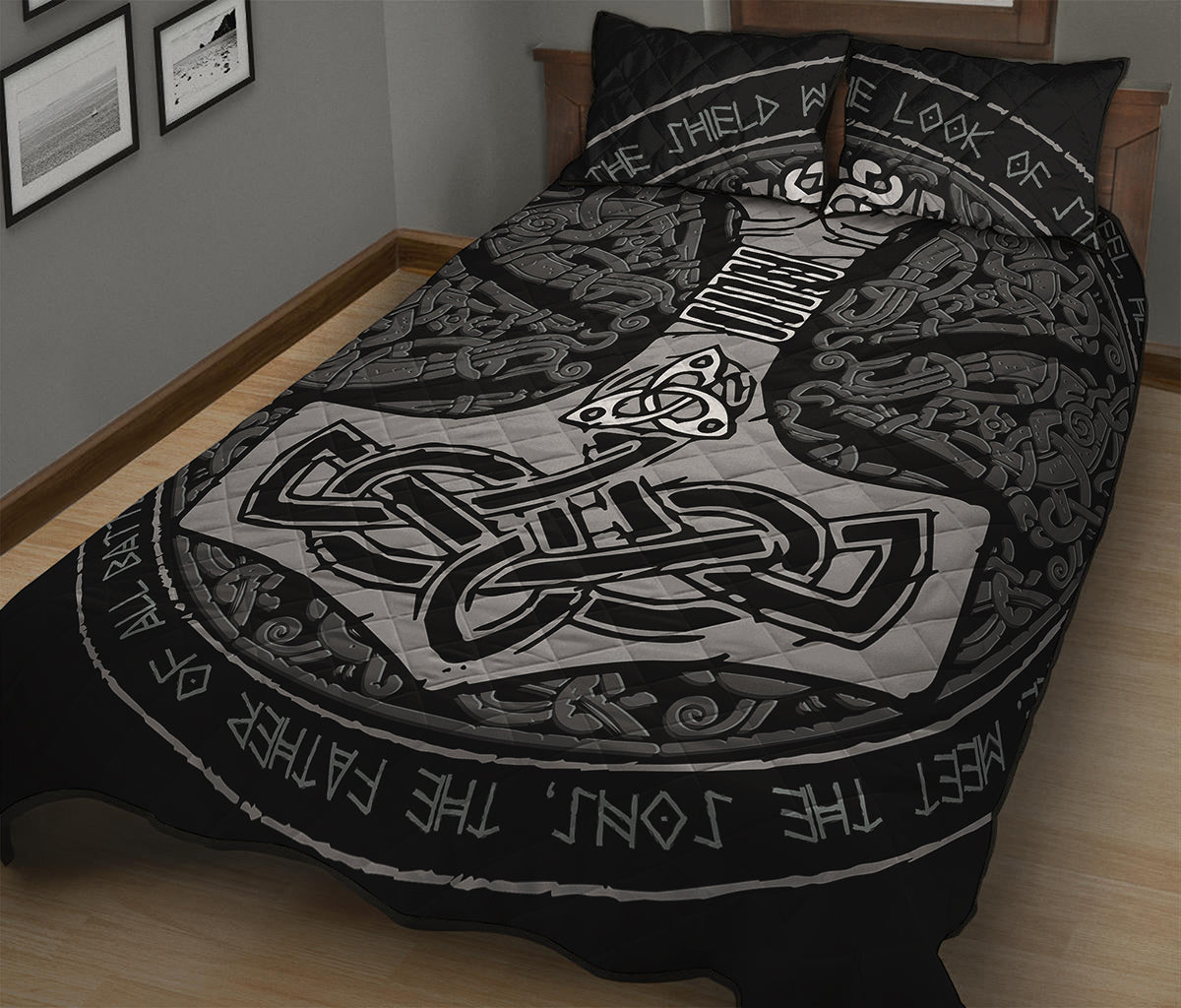Mjolnir Hammer Of Thor Print Quilt Bed Set