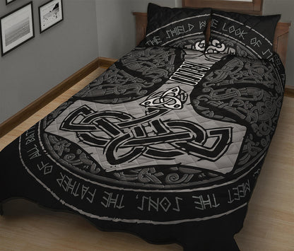 Mjolnir Hammer Of Thor Print Quilt Bed Set