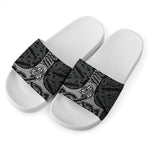 Mjolnir Hammer Of Thor Print White Slide Sandals