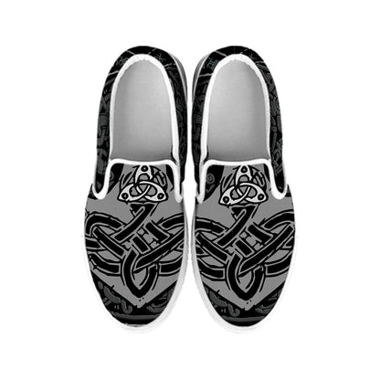 Mjolnir Hammer Of Thor Print White Slip On Shoes