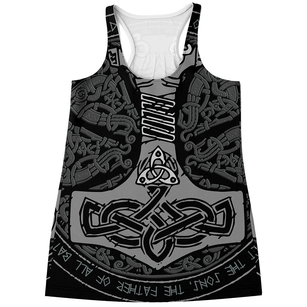 Mjolnir Hammer Of Thor Print Women's Racerback Tank Top