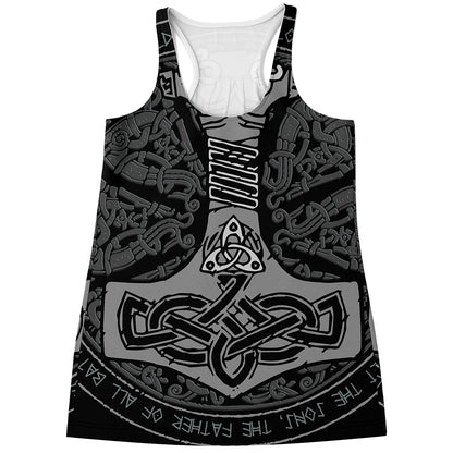 Mjolnir Hammer Of Thor Print Women's Racerback Tank Top