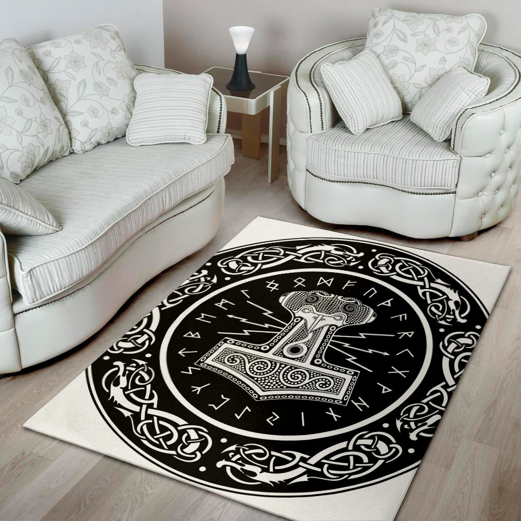 Mjolnir Norse Mythology Print Area Rug