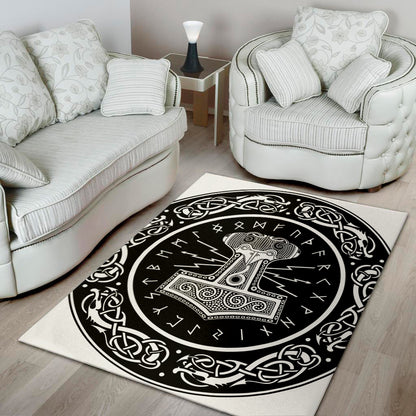 Mjolnir Norse Mythology Print Area Rug