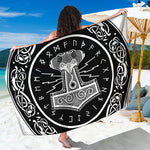 Mjolnir Norse Mythology Print Beach Sarong Wrap
