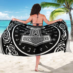 Mjolnir Norse Mythology Print Beach Sarong Wrap