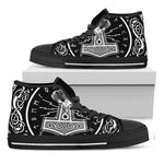 Mjolnir Norse Mythology Print Black High Top Shoes