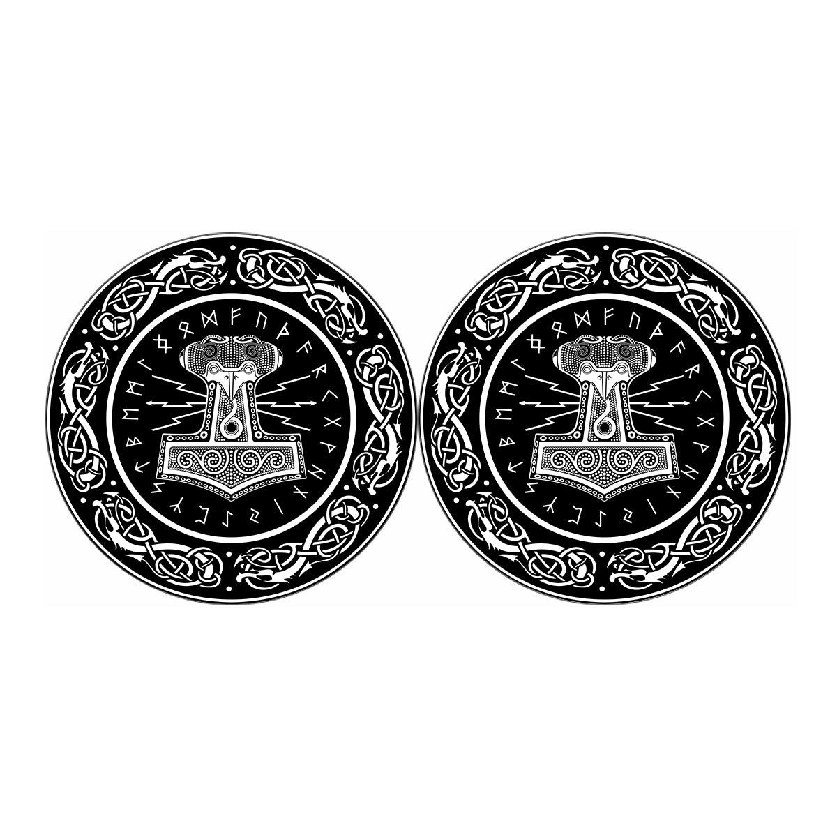 Mjolnir Norse Mythology Print Car Coasters