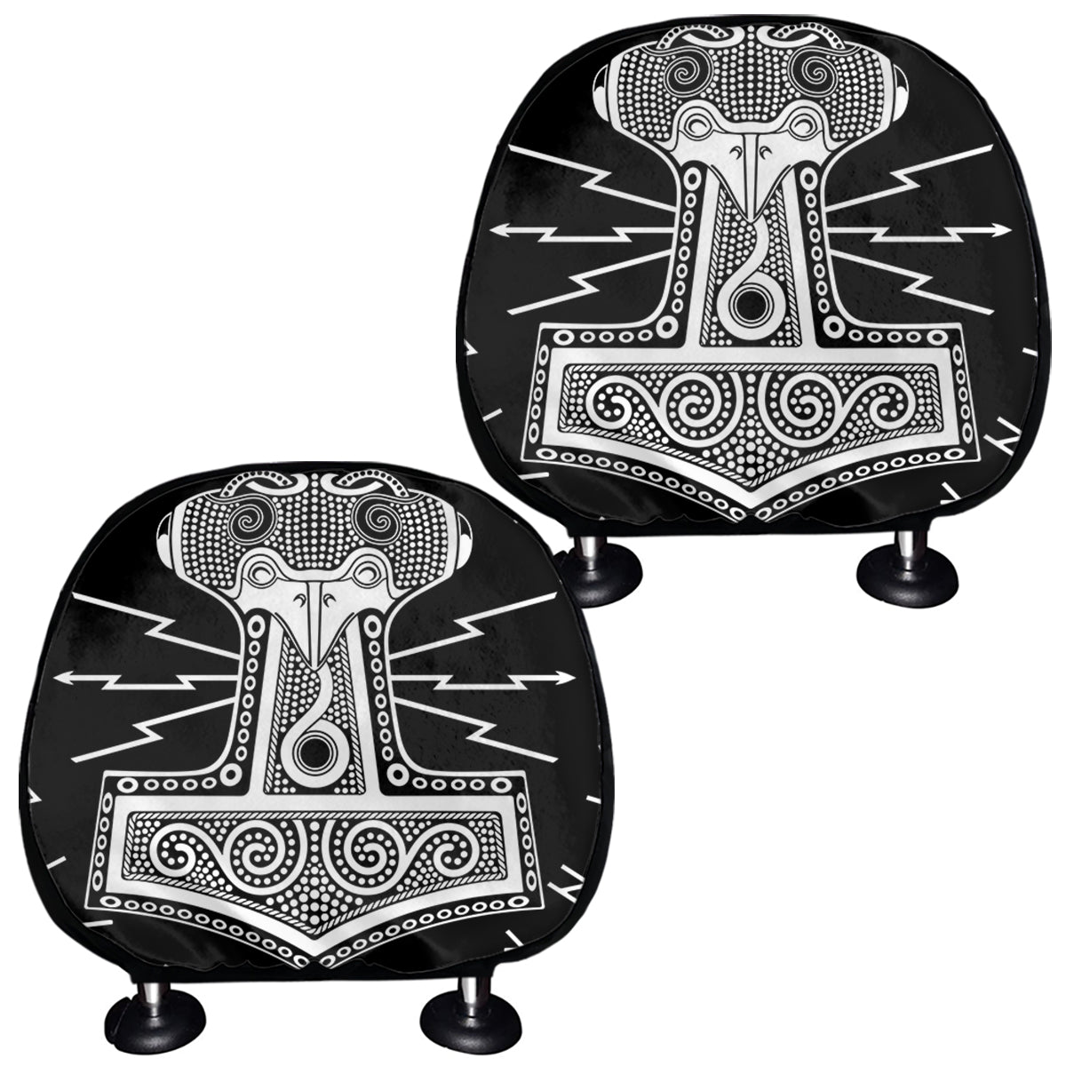 Mjolnir Norse Mythology Print Car Headrest Covers