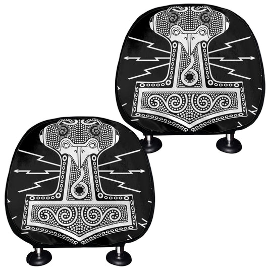 Mjolnir Norse Mythology Print Car Headrest Covers