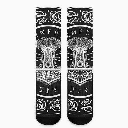 Mjolnir Norse Mythology Print Crew Socks