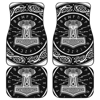 Mjolnir Norse Mythology Print Front and Back Car Floor Mats