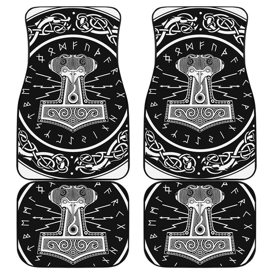 Mjolnir Norse Mythology Print Front and Back Car Floor Mats