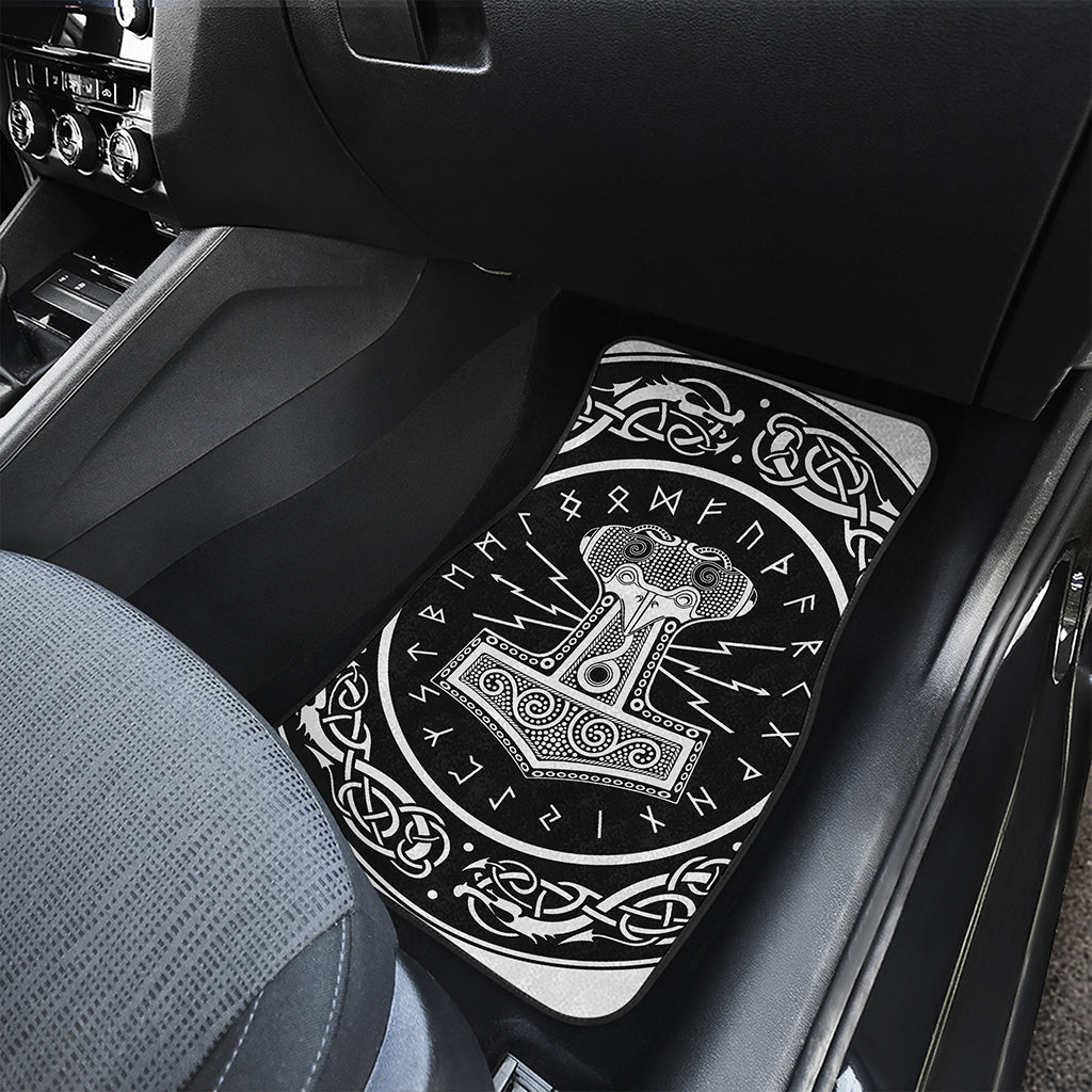 Mjolnir Norse Mythology Print Front and Back Car Floor Mats