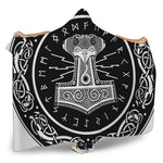 Mjolnir Norse Mythology Print Hooded Blanket