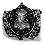 Mjolnir Norse Mythology Print Hooded Blanket