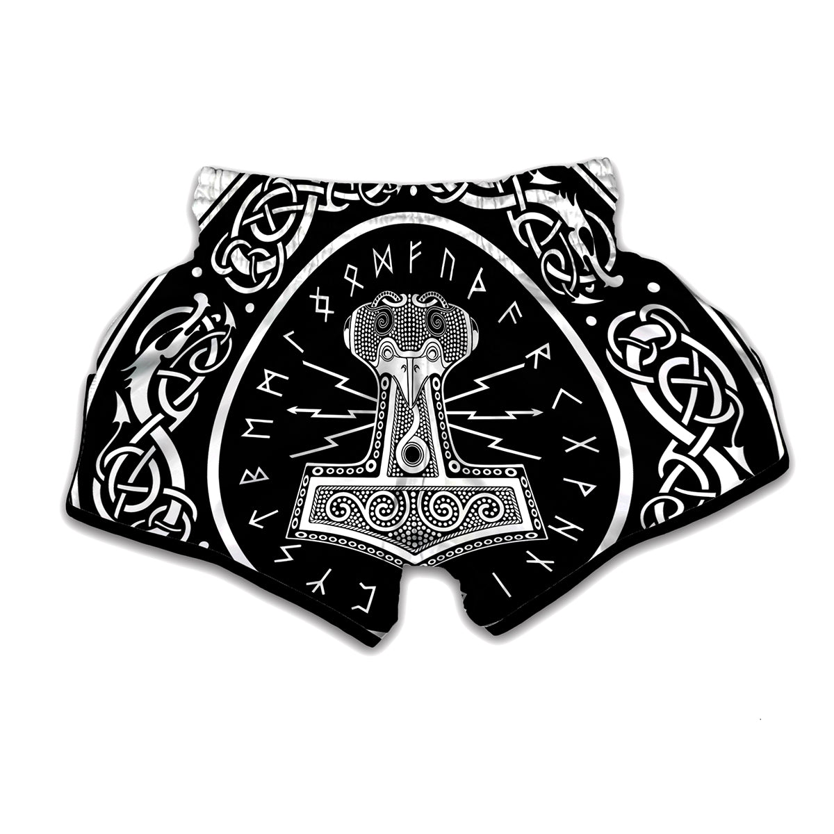 Mjolnir Norse Mythology Print Muay Thai Boxing Shorts