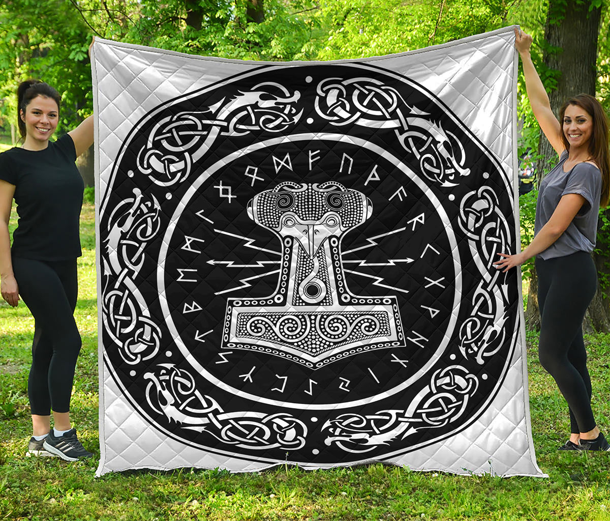 Mjolnir Norse Mythology Print Quilt