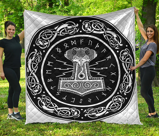 Mjolnir Norse Mythology Print Quilt