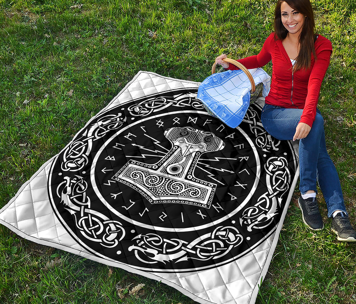 Mjolnir Norse Mythology Print Quilt