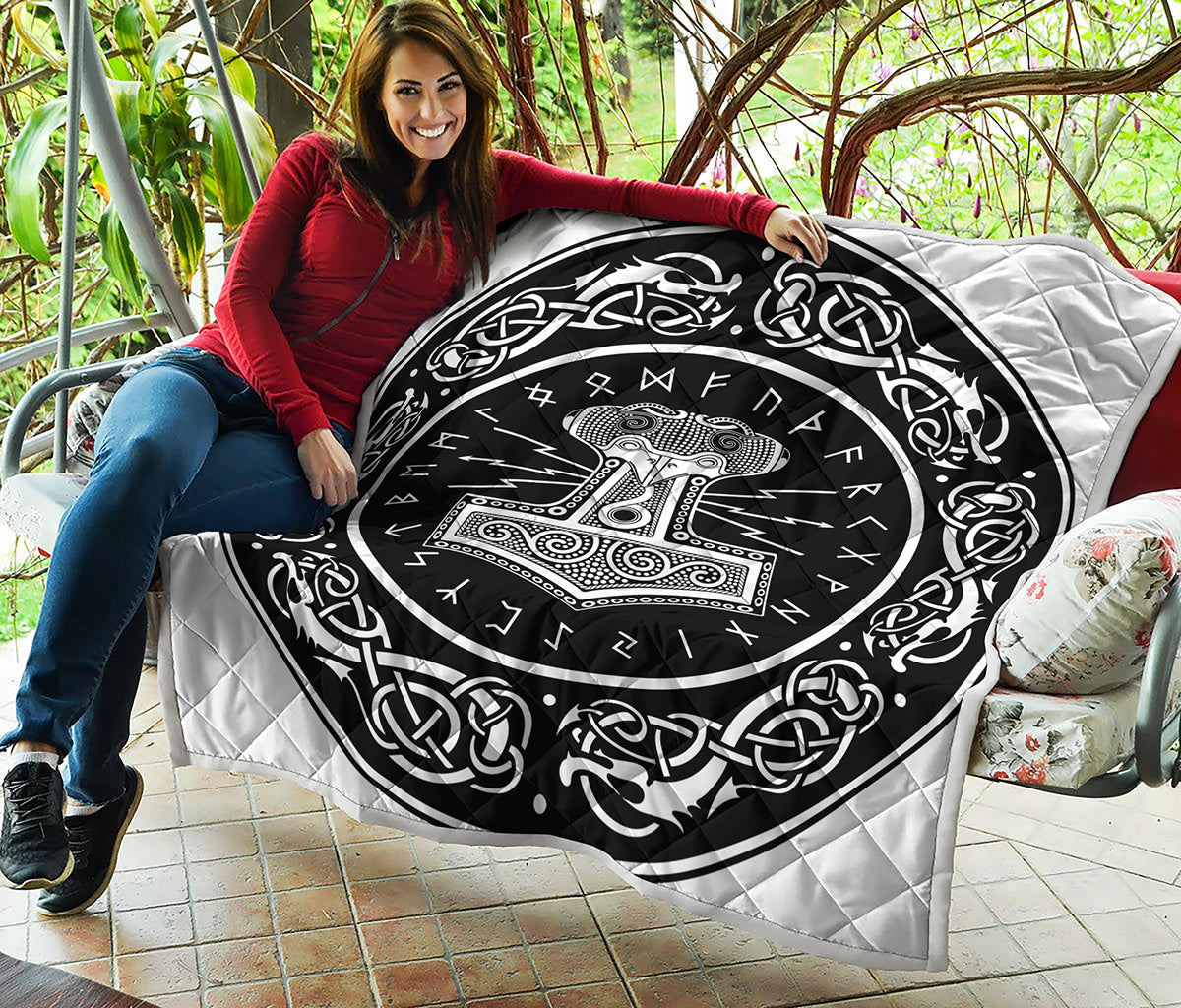 Mjolnir Norse Mythology Print Quilt