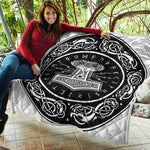 Mjolnir Norse Mythology Print Quilt