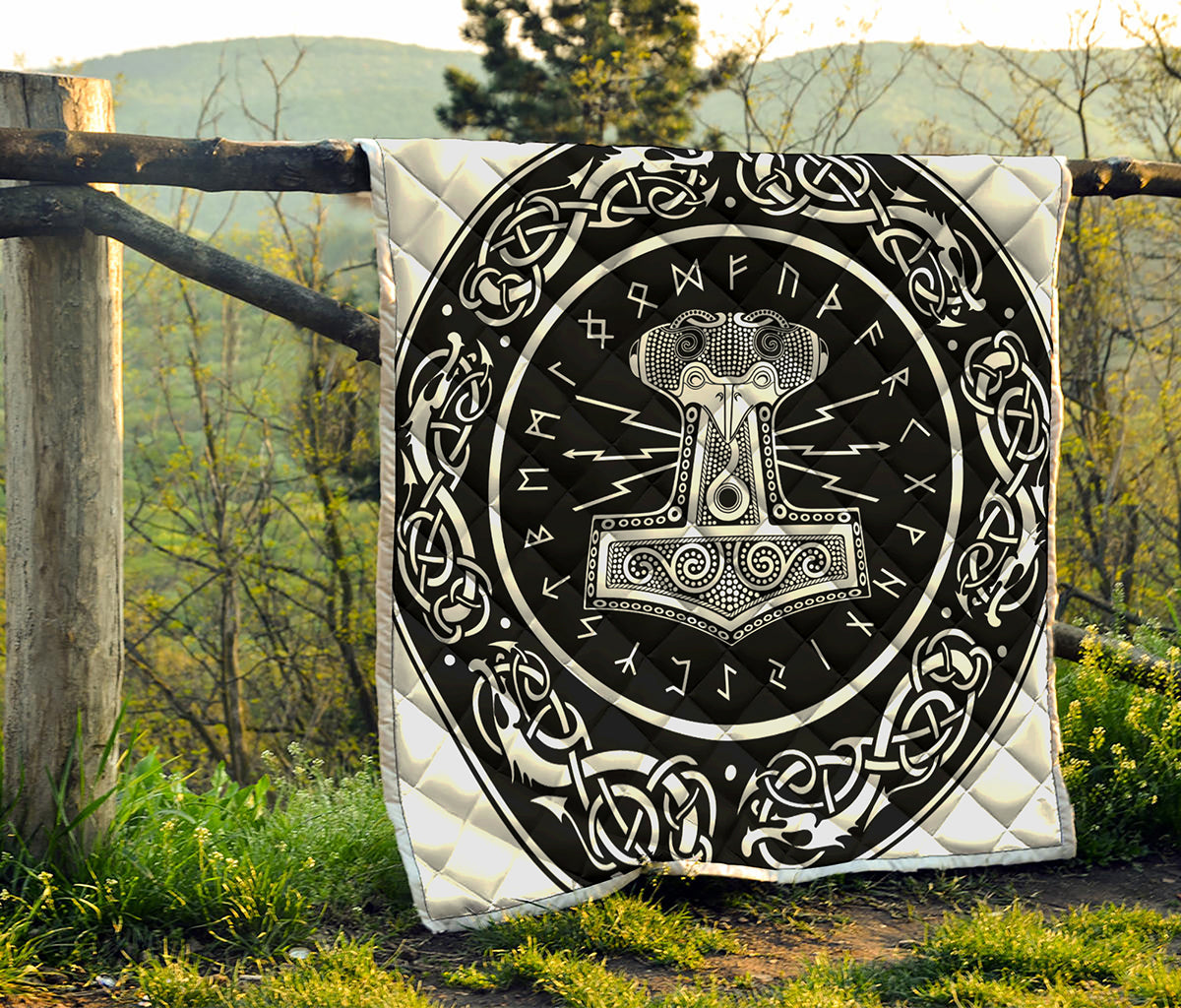 Mjolnir Norse Mythology Print Quilt
