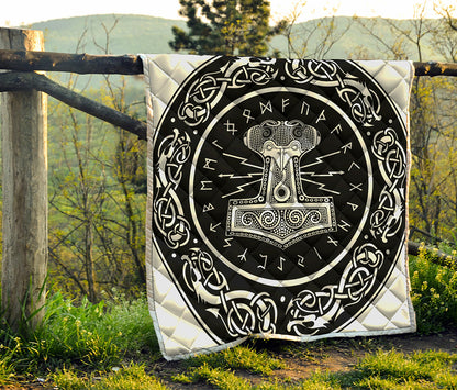 Mjolnir Norse Mythology Print Quilt