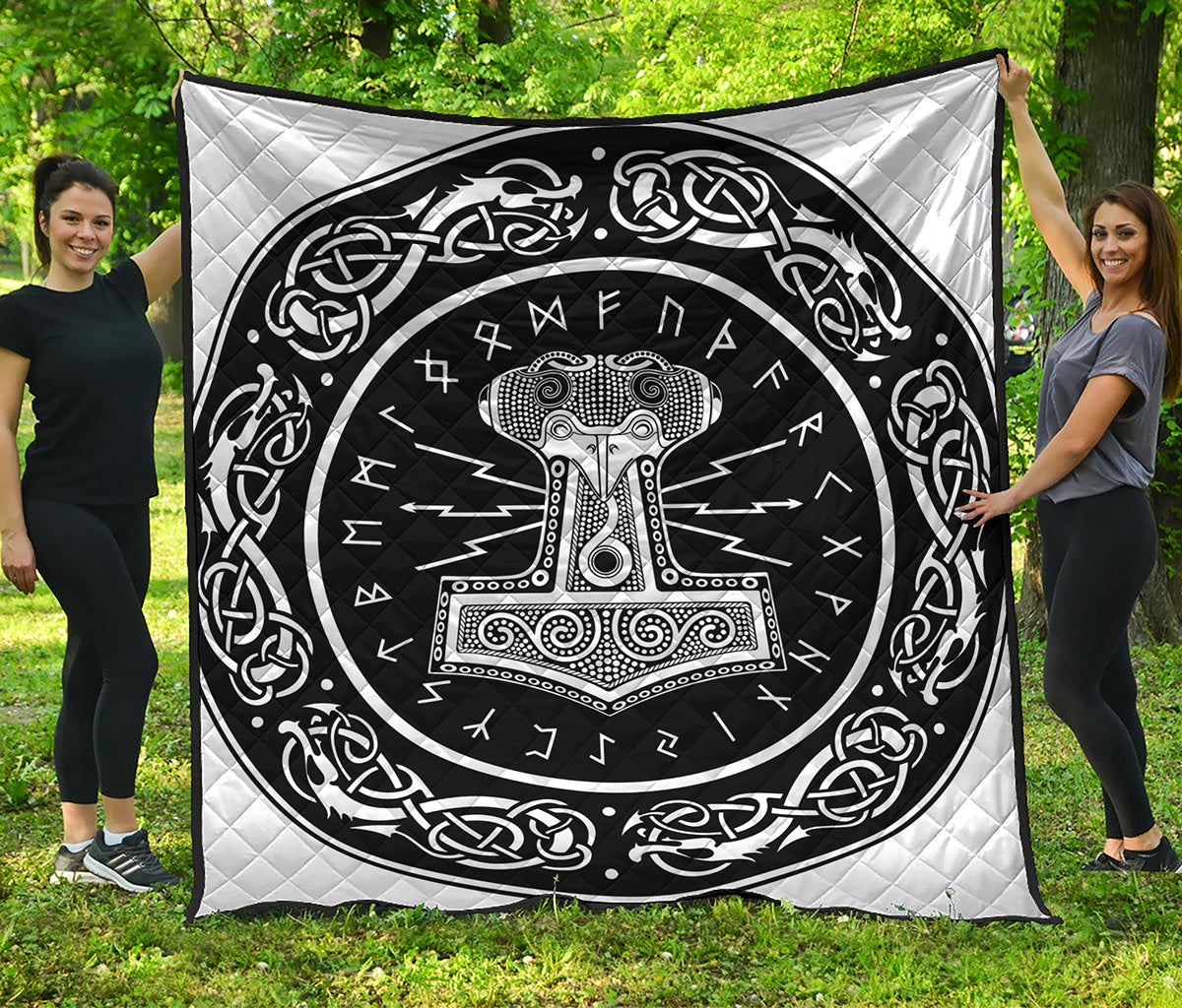 Mjolnir Norse Mythology Print Quilt