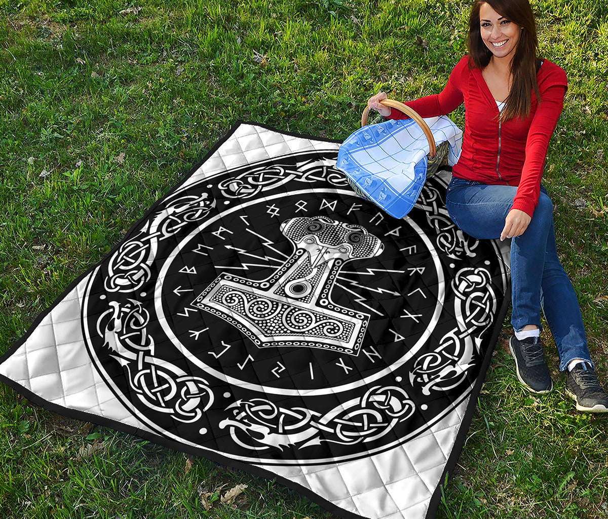 Mjolnir Norse Mythology Print Quilt