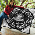 Mjolnir Norse Mythology Print Quilt