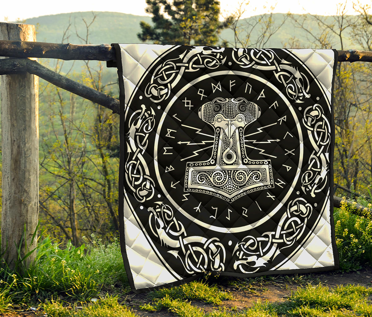 Mjolnir Norse Mythology Print Quilt