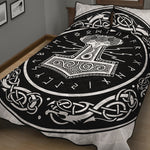 Mjolnir Norse Mythology Print Quilt Bed Set