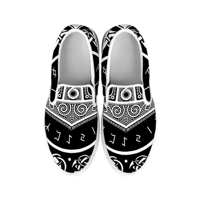 Mjolnir Norse Mythology Print White Slip On Shoes