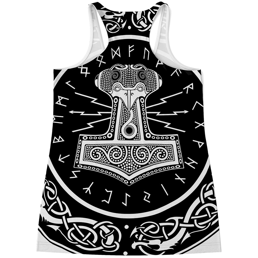 Mjolnir Norse Mythology Print Women's Racerback Tank Top