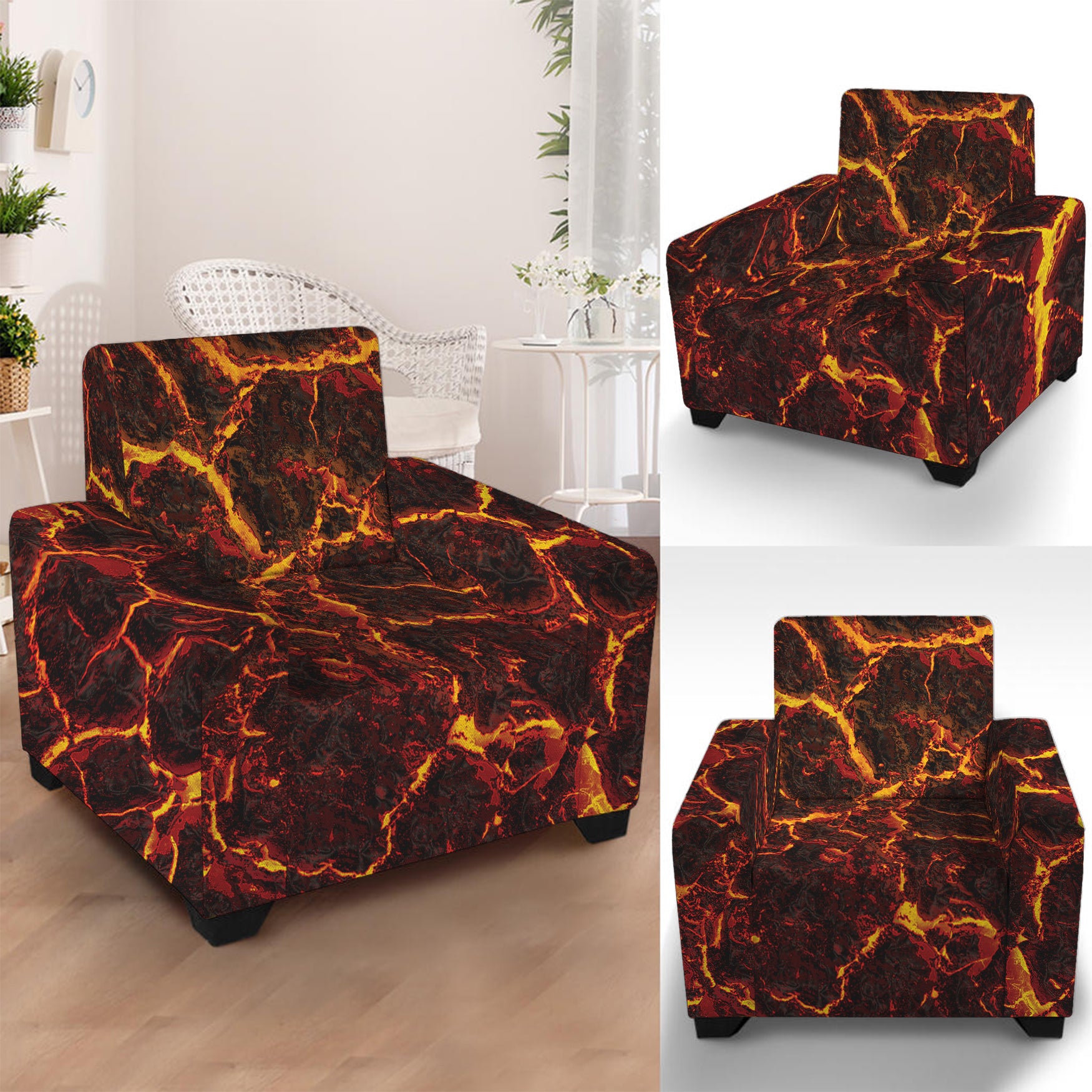 Molten Lava Print Armchair Slipcover