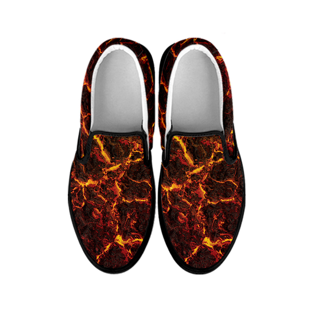 Molten Lava Print Black Slip On Shoes