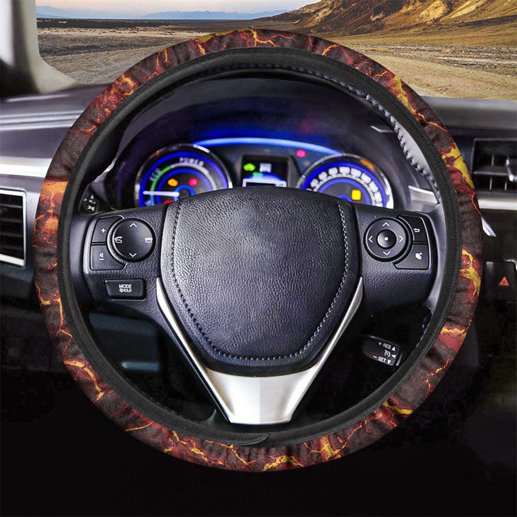 Molten Lava Print Car Steering Wheel Cover