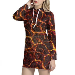 Molten Lava Print Hoodie Dress