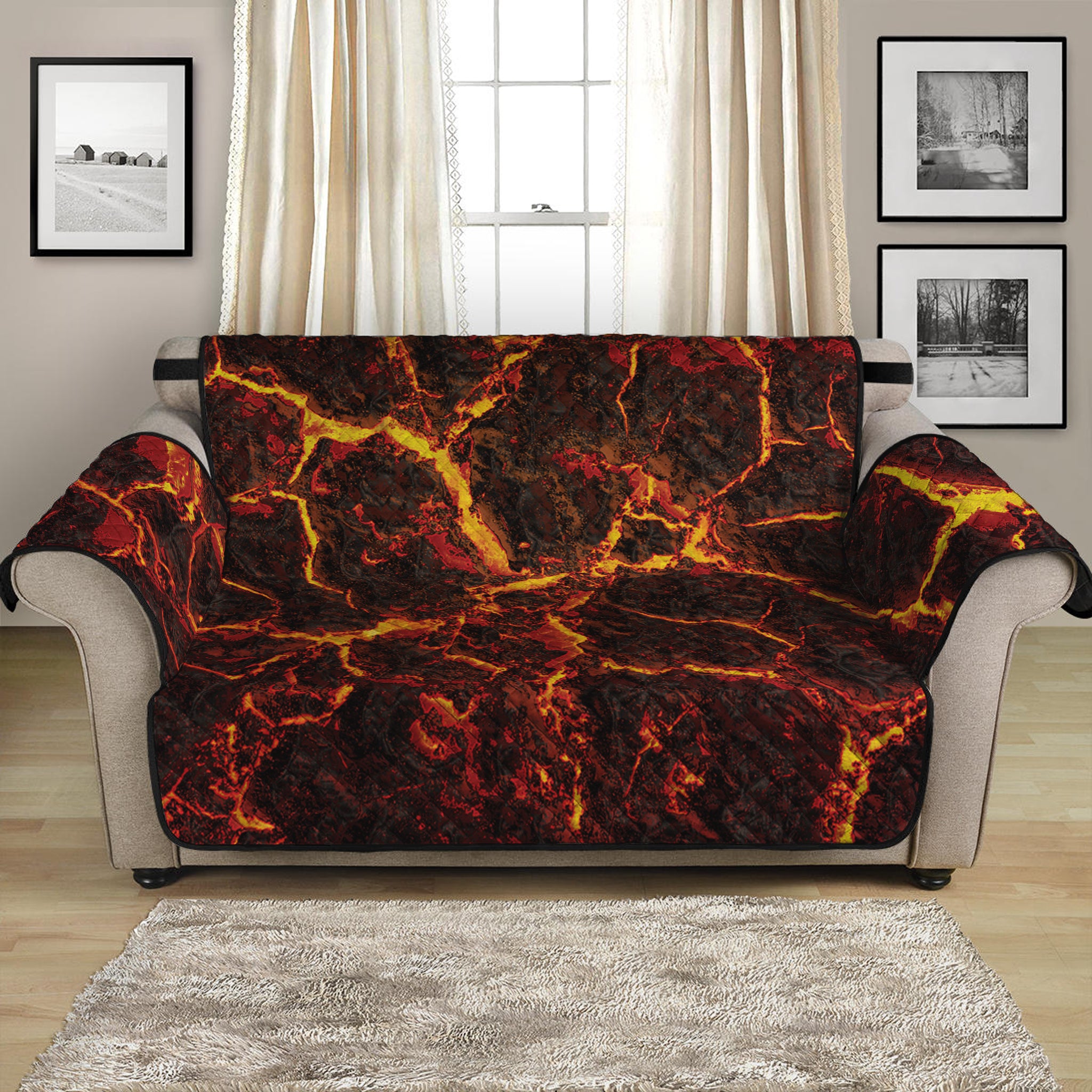 Molten Lava Print Loveseat Protector