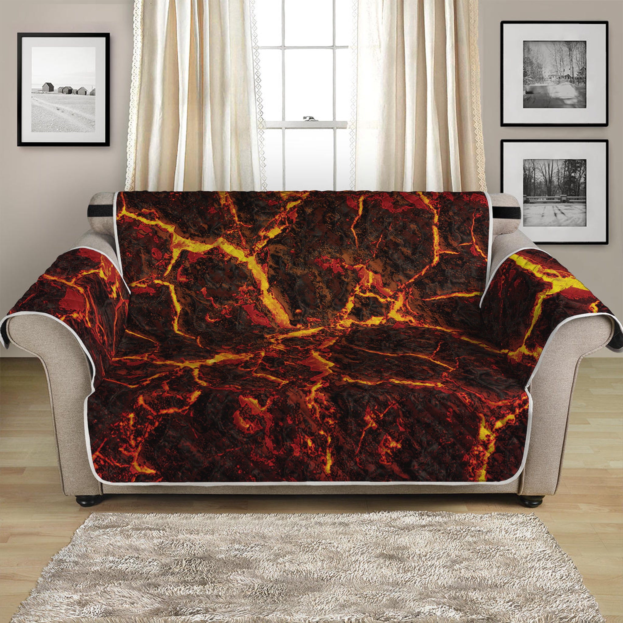 Molten Lava Print Loveseat Protector