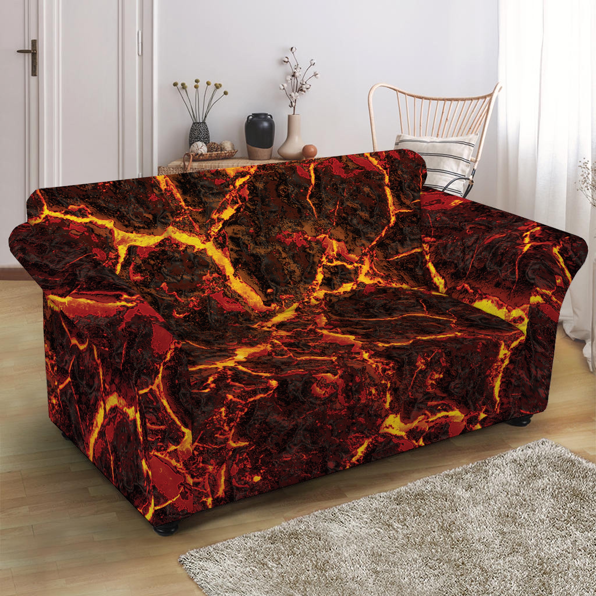 Molten Lava Print Loveseat Slipcover