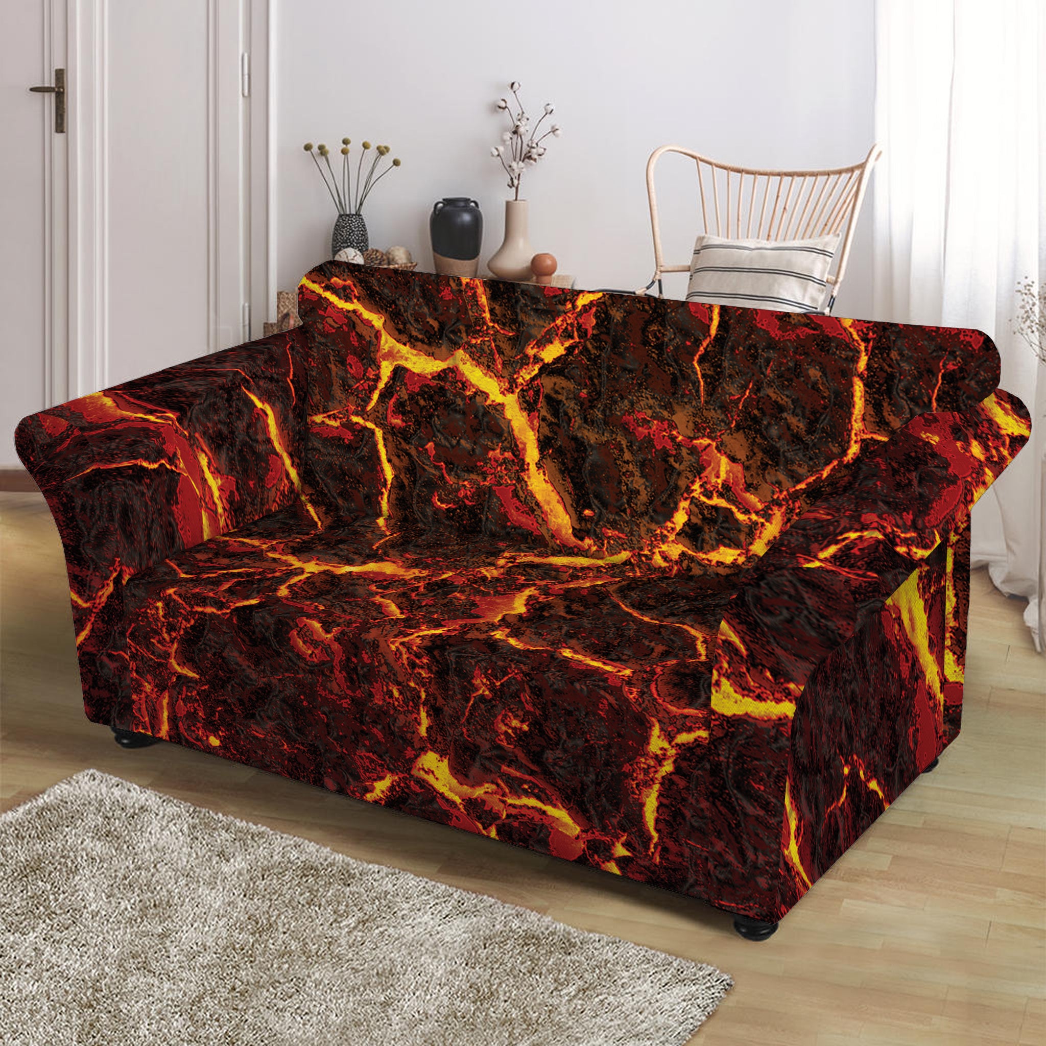 Molten Lava Print Loveseat Slipcover