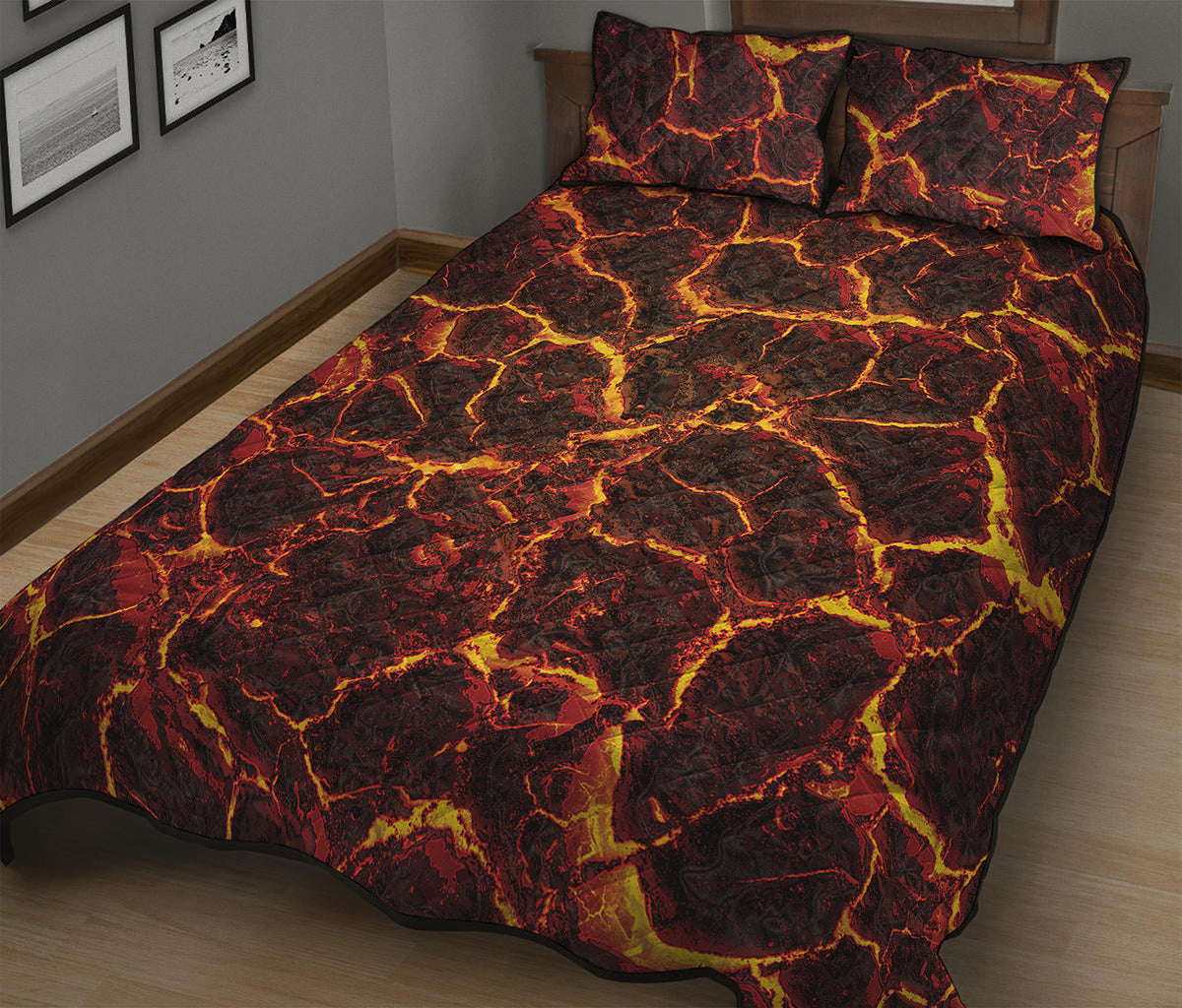 Molten Lava Print Quilt Bed Set